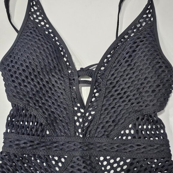 Becca Fishnet Plunge-Neck One-Piece Swimsuit - Picture 6 of 11